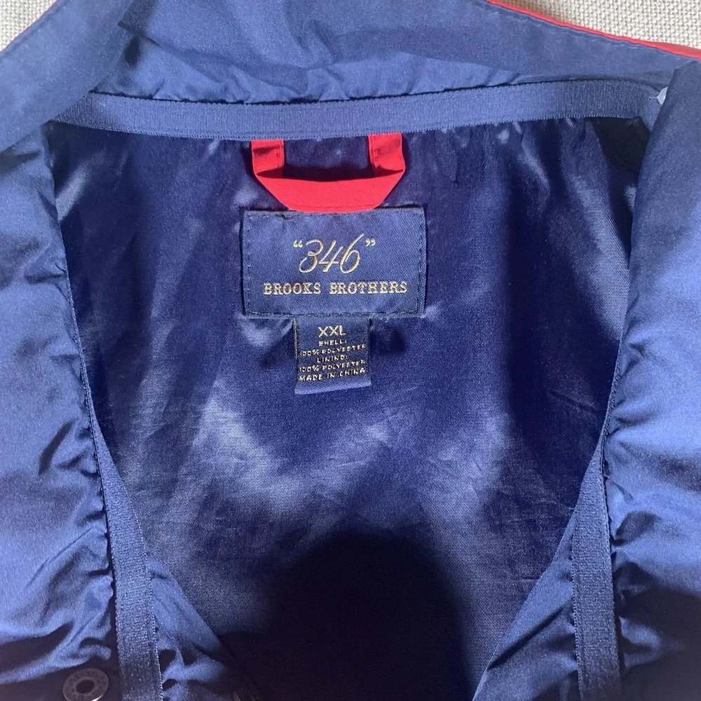 Brooks Brothers 346 Men's Red White Blue Rain Jacket Bomber Jacket - 2XL‎ - Picture 9 of 10